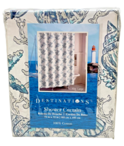 Destinations Shower Curtain Key Largo Shell Blue Beach Nautical Coastal 72 x 72&quot; - £19.97 GBP