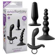 Pipedream Anal Fantasy Collection 3-Piece Silicone Anal Party Pack Black - £51.19 GBP