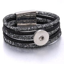 New Black 18mm Snap Button Bracelet & Bangles High Quality Rubber Bracelets For  - £9.63 GBP