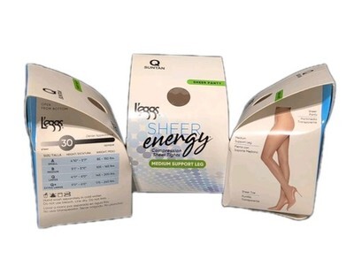 L'eggs Leggs 3 PAIRS Sheer Energy Med Support Leg Suntan W Compression Q Queen Item image 2