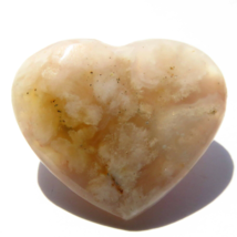 Heart Polished Small Coral Flower Agate  HR103 - $9.77