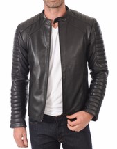 New Men Club Black Real Leather Jacket Vintage Slim Fit Genuine Leather Jacket - $69.29+