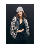 New Free People Hit The Slopes Sequin Jacket Size Small $298 Graphite  - $162.00