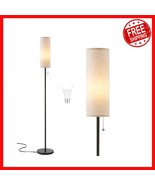 Tall Floor Lamp with Adjustable LED Bulb - Modern Beige Shade for Living... - $878.39 MXN