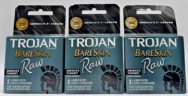 3x Trojan Bare Skin Raw Lubricated Latex Condoms 3 Ct Each Exp 2027 - $13.95