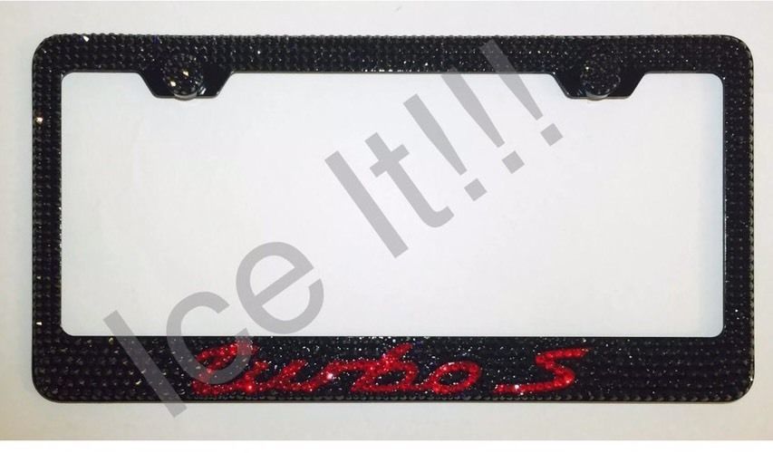 PORSCHE Turbo S Stainless Steel license plate frame W Swarovski Crystals - $115.00