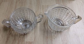 VINTAGE ANTIQUE CREAM PITCHER AND SUGAR BOWL CLEAR GLASS - £15.62 GBP