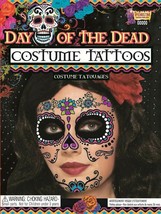 Day Of The Dead Temporary Costume Tattoo Sugar Skull Floral Girl Female Face Art - £3.79 GBP