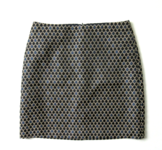 NWT Ann Taylor LOFT Geo Tile in Blue Black Jacquard A-line Mini Shift Skirt 2 - £15.26 GBP