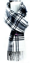 Plaid – White/Black Winter Warm Wool 100% Cashmere Scarf Scarves Wool - £15.17 GBP