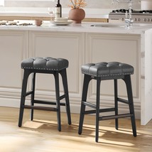 Vasagle Bar Stools Set Of 2, Counter Height Saddle Bar Stools,, Ink Black - $136.99