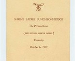 India Shrine Ladies Luncheon Bridge Menu Skirvin Tower Hotel 1949 Oklaho... - $27.72
