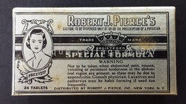 c1930 antique UNUSED quack medicine ROBERT PIERCE&#39;S SPECIAL FORMULA laxa... - £37.59 GBP