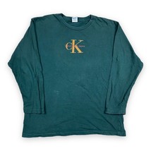 Vintage Calvin Klein Jeans 90s Faded Green TShirt Womens Size L Made in USA Logo - £12.61 GBP