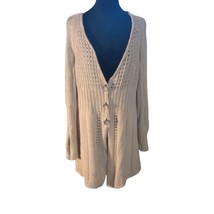 Monterey Bay Women&#39;s Size Large Knitted Tan Long Cardigan - £24.06 GBP