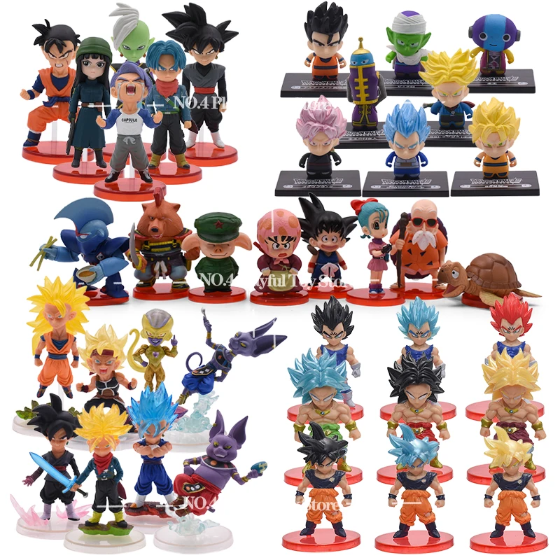 4pcs/6pcs/8pcs Anime Figures Q Version Son Goku Son Goten Son Gohan Vegeta - £15.06 GBP+