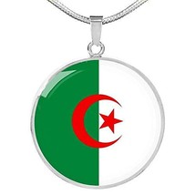 Express Your Love Gifts Algeria Flag Necklace Algeria Flag Engraved 18k Gold 18- - £51.39 GBP