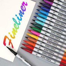 Set of 12 Shoppertize Dual Tip Brush Fineliner Pens 0.4 mm tip Calligraphy AUD - £50.51 GBP