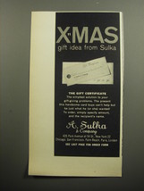 1957 A. Sulka Gift Certificate Ad - Xmas Gift idea from Sulka - £14.78 GBP