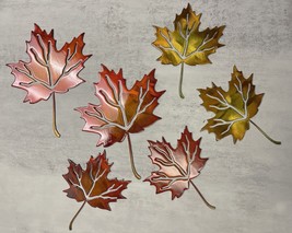 Maple Leaves (Set of 6) - Metal Art Accents - Fall Colored - £30.43 GBP