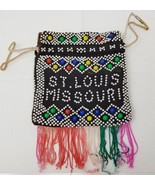 Beaded Clutch Bag St. Louis Missouri Colorful Handmade Vintage 1960s Hon... - $18.95