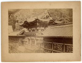 Circa 1880&#39;S Rare Cabinet Card Yomeimon Main Gate Toshogu Shrine In Nikko Japan - £74.33 GBP