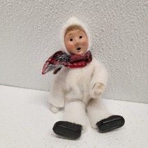 Vintage 1992 Byers Choice Christmas Child in White Snow Suit Scarf Posab... - $19.70