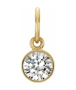 14K Yellow Gold 4mm Round Cubic Zirconia April Birthstone Charm - $142.00