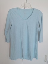 Pure Jill Thin Blue 3/4-SLEEVE Shirred Back TUNIC-XS-BARELY WORN-COMFY/COOL/NICE - £6.17 GBP