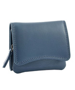 DR412 Women&#39;s Small Trifold Leather Purse Navy - $24.74