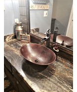 17&quot; Oval Copper Vessel Bathroom Sink with Drain and 13&quot; Pump Faucet - $299.95