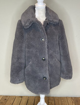 topshop NWT $130 women’s Button up Fleece coat size 2 grey HG - £27.95 GBP