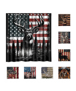 American Flag Deer Custom Waterproof Polyester Shower Curtain 4 Size - $42.10 CAD+