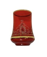 Vintage 1970&#39;s Murano Red Gold Trim Floral Design Blown Wine Glass 4&#39; Tall - $33.25