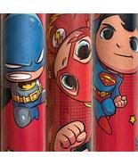 2 Rolls DC Super Hero Friends Christmas Wrapping Paper 40 sq ft Total - £19.41 GBP