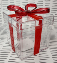 Small Plastic Gift Giving Box Bow Candy Container Decoration Red Present... - £9.59 GBP