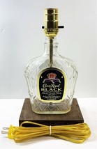 Crown Royal Black Whiskey Liquor Bottle Bar Table Lamp Lounge Light w/ Wood Base - £41.58 GBP