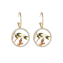 Green &amp; 18K Gold-Plated Cubic Zirconia-Accent Bird Round Drop Earrings - £10.44 GBP