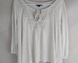 American Eagle Women&#39;s White Blouse With Metallic Neckline Accents Size ... - $11.63