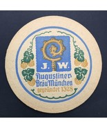 Vintage J.W. Augustiner Brau Bier German Beer Coaster Blue Green Gold - $15.00