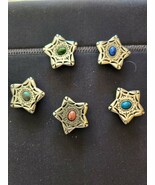 NONY New York Silver Tone Western Star Button Covers. W/ Stones.  Very N... - $21.60