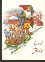 Sweden Svensk New Year Christmas God Jul Gott Nytt Ar Gnome Nain Santa Lars C... - £4.62 GBP