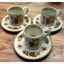 Villeroy and Boch Summerday Tea Cups with Saucers Lot of 3 Vintage Flowers 1970s - $46.95