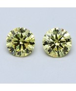 Yellow Round Pair Fancy 1.21 Cts VS2 Lab Grown CVD Diamond for Earring - $12,881.52 MXN