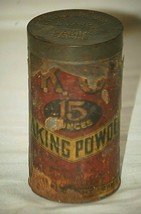 Vintage K.C. Baking Powder Tin Can w Paper Label Clabber Girl Advertisin... - $14.84