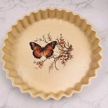 Vintage Treasure Craft Butterfly Stoneware 10&quot; Pie Tart Quiche Baking Dish - £12.54 GBP