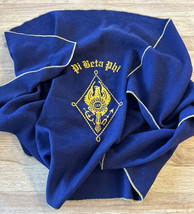 Vintage Pi Beta Phi Fraternity Stadium Throw Lap Blanket Wool Blue 60”x70” - £54.20 GBP