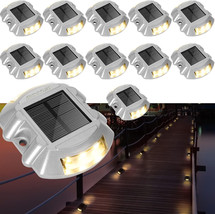 Jackyled 12 Pack Outdoor LED Solar Dock Deck Lights Driveway Pathway Gray Warm - £67.73 GBP