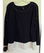 Womens Plus 2X INC International Concepts Navy/White Silver Buttons Shir... - €16,22 EUR