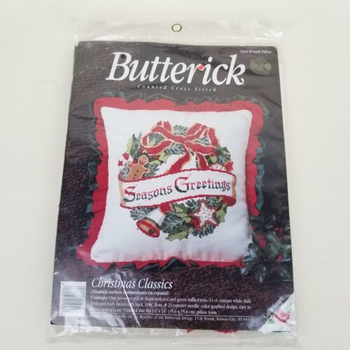 Primary image for Butterick Christmas Classics WREATH PILLOW Counted Cross Stitch Kit #1940